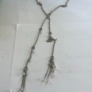 TOUCHSTONE CRYSTAL ROPE TASSEL NECKLACE